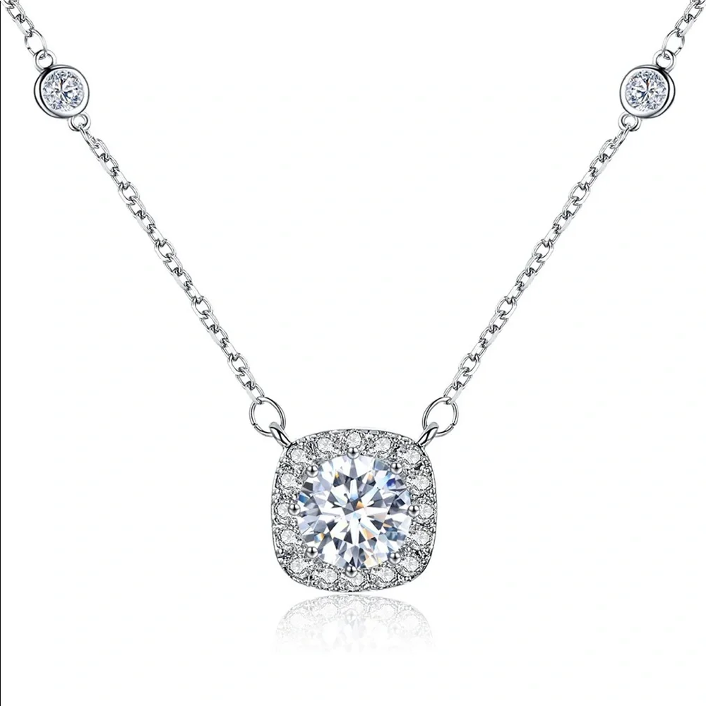 SBLING Platinum Plated Cubic Zirconia Necklace - Picture 1 of 4